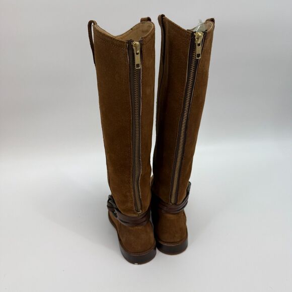 Frye Shirley Multi Strap Tall Harness Boot Brown Suede Leather Western Size 5.5 - Picture 9 of 16